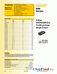 Datasheet RW-1215S manufacturer Recom